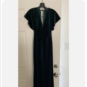 BHLDN emerald green velvet dress